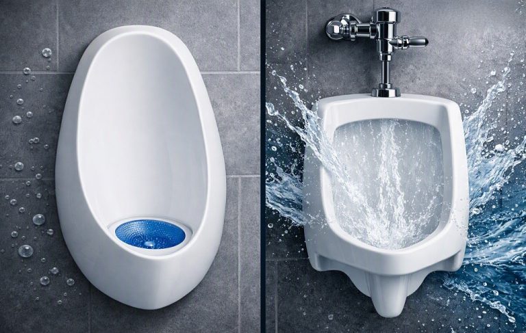 Waterless Urinal vs. Flush Urinal