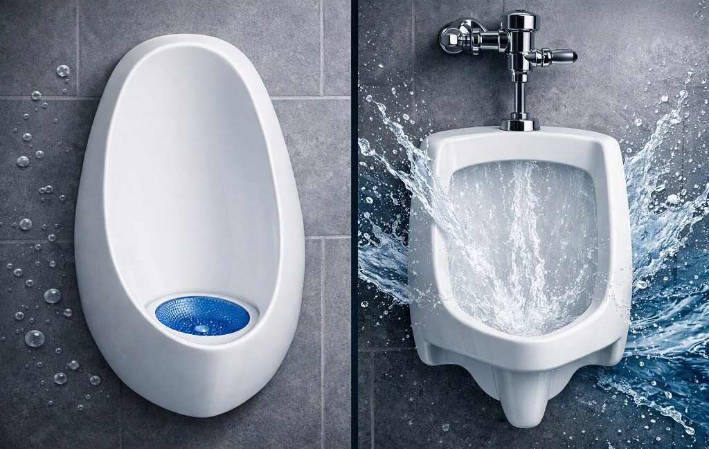 Waterless Urinal vs. Flush Urinal